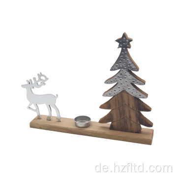 Teelichthalter Weihnachtsbaum Silber Rentier